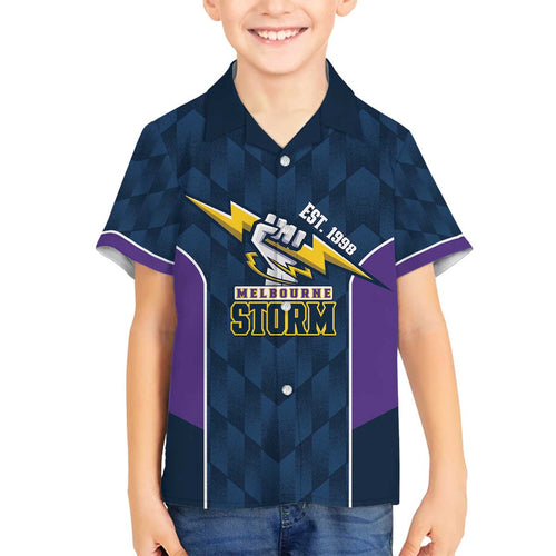 NRL Storm Rugby 2025 Custom Family Matching Off The Shoulder Long Sleeve Dress and Hawaiian Shirt Est 1998 Sporty Style