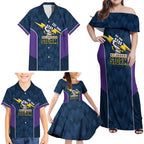 NRL Storm Rugby 2025 Custom Family Matching Off Shoulder Maxi Dress and Hawaiian Shirt Est 1998 Sporty Style