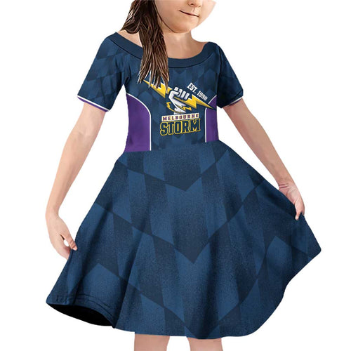 NRL Storm Rugby 2025 Custom Family Matching Off Shoulder Short Dress and Hawaiian Shirt Est 1998 Sporty Style