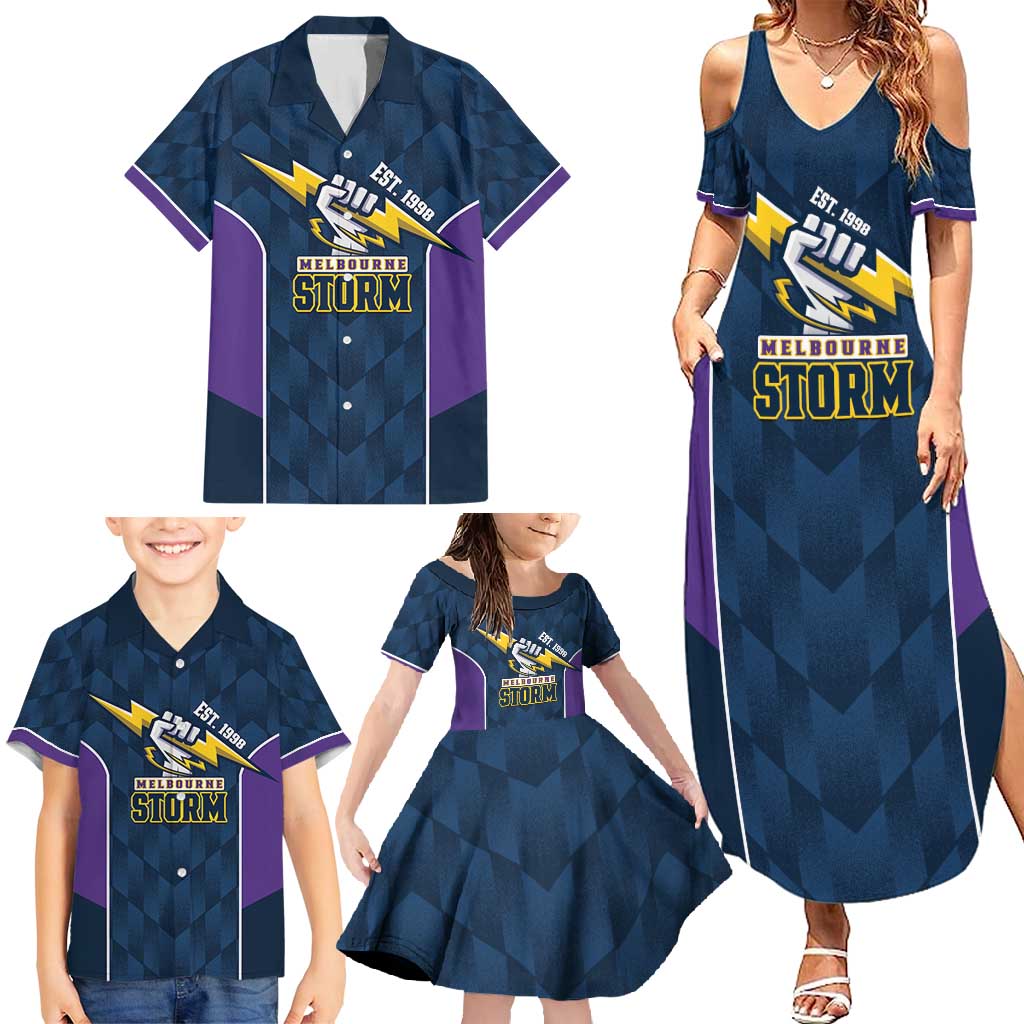 NRL Storm Rugby 2025 Custom Family Matching Summer Maxi Dress and Hawaiian Shirt Est 1998 Sporty Style
