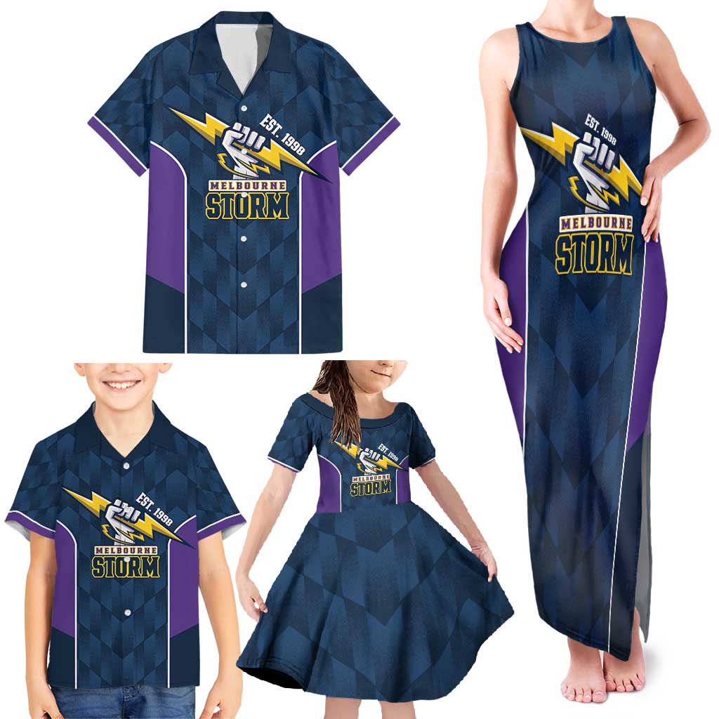 NRL Storm Rugby 2025 Custom Family Matching Tank Maxi Dress and Hawaiian Shirt Est 1998 Sporty Style