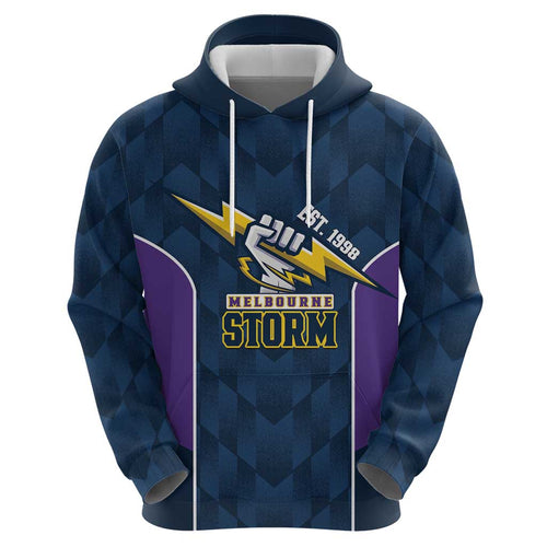 NRL Storm Rugby 2025 Custom Hoodie Est 1998 Sporty Style
