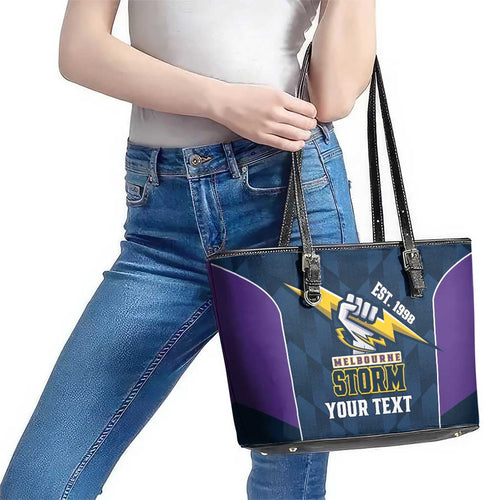 NRL Storm Rugby 2025 Custom Leather Tote Bag Est 1998 Sporty Style