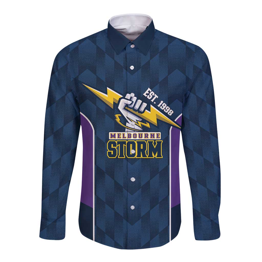 NRL Storm Rugby 2025 Custom Long Sleeve Button Shirt Est 1998 Sporty Style