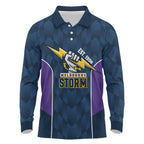 NRL Storm Rugby 2025 Custom Long Sleeve Polo Shirt Est 1998 Sporty Style