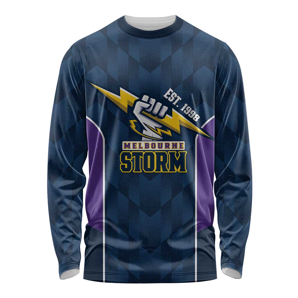 NRL Storm Rugby 2025 Custom Long Sleeve Shirt Est 1998 Sporty Style