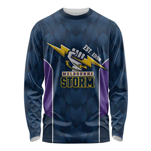 NRL Storm Rugby 2025 Custom Long Sleeve Shirt Est 1998 Sporty Style