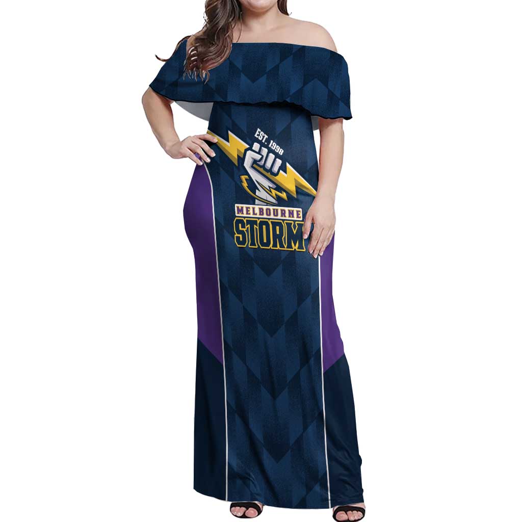 NRL Storm Rugby 2025 Custom Off Shoulder Maxi Dress Est 1998 Sporty Style