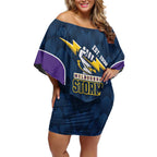 NRL Storm Rugby 2025 Custom Off Shoulder Short Dress Est 1998 Sporty Style