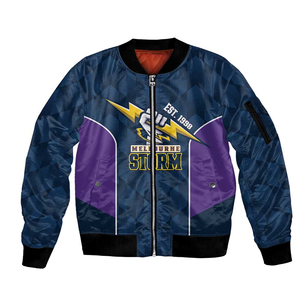 NRL Storm Rugby 2025 Custom Sleeve Zip Bomber Jacket Est 1998 Sporty Style