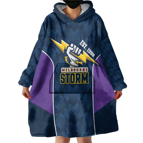 NRL Storm Rugby 2025 Custom Wearable Blanket Hoodie Est 1998 Sporty Style