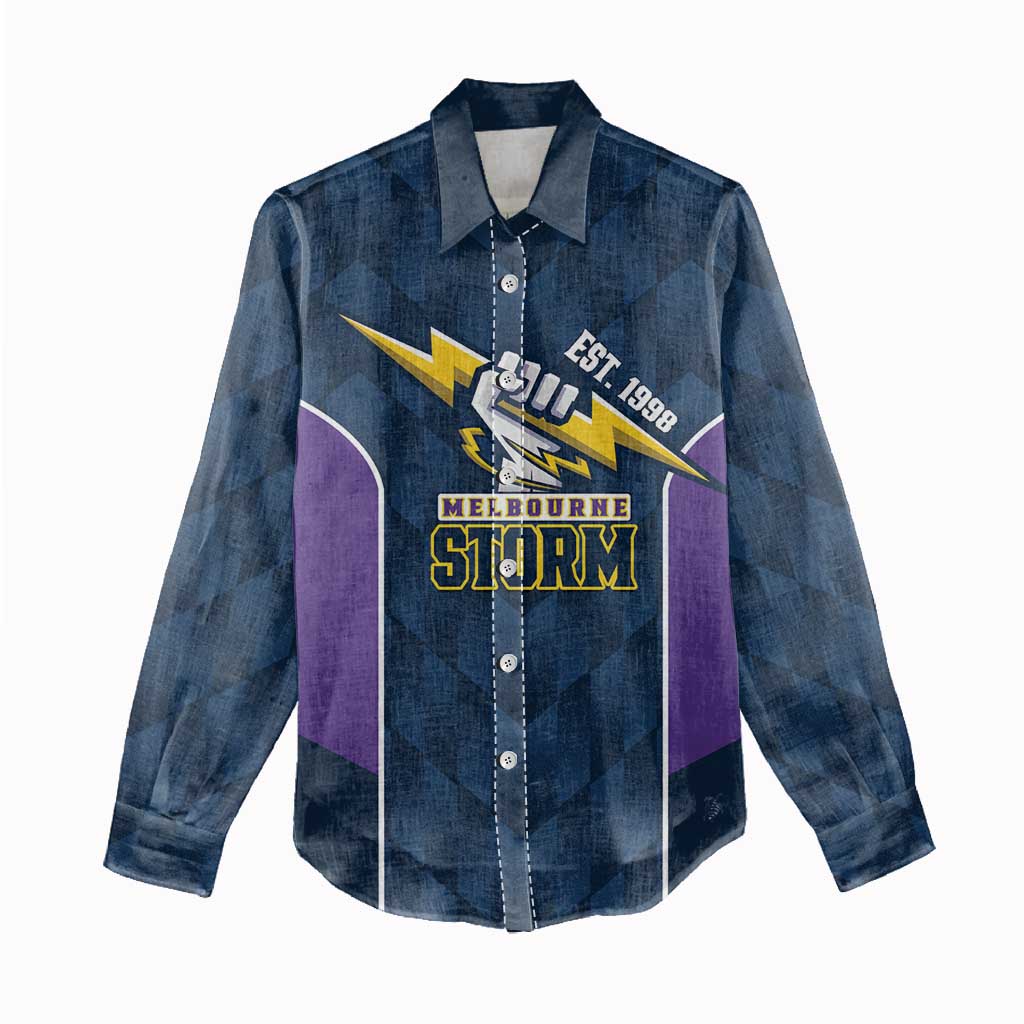 NRL Storm Rugby 2025 Custom Women Casual Shirt Est 1998 Sporty Style