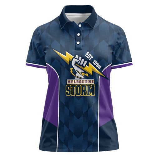 NRL Storm Rugby 2025 Custom Women Polo Shirt Est 1998 Sporty Style