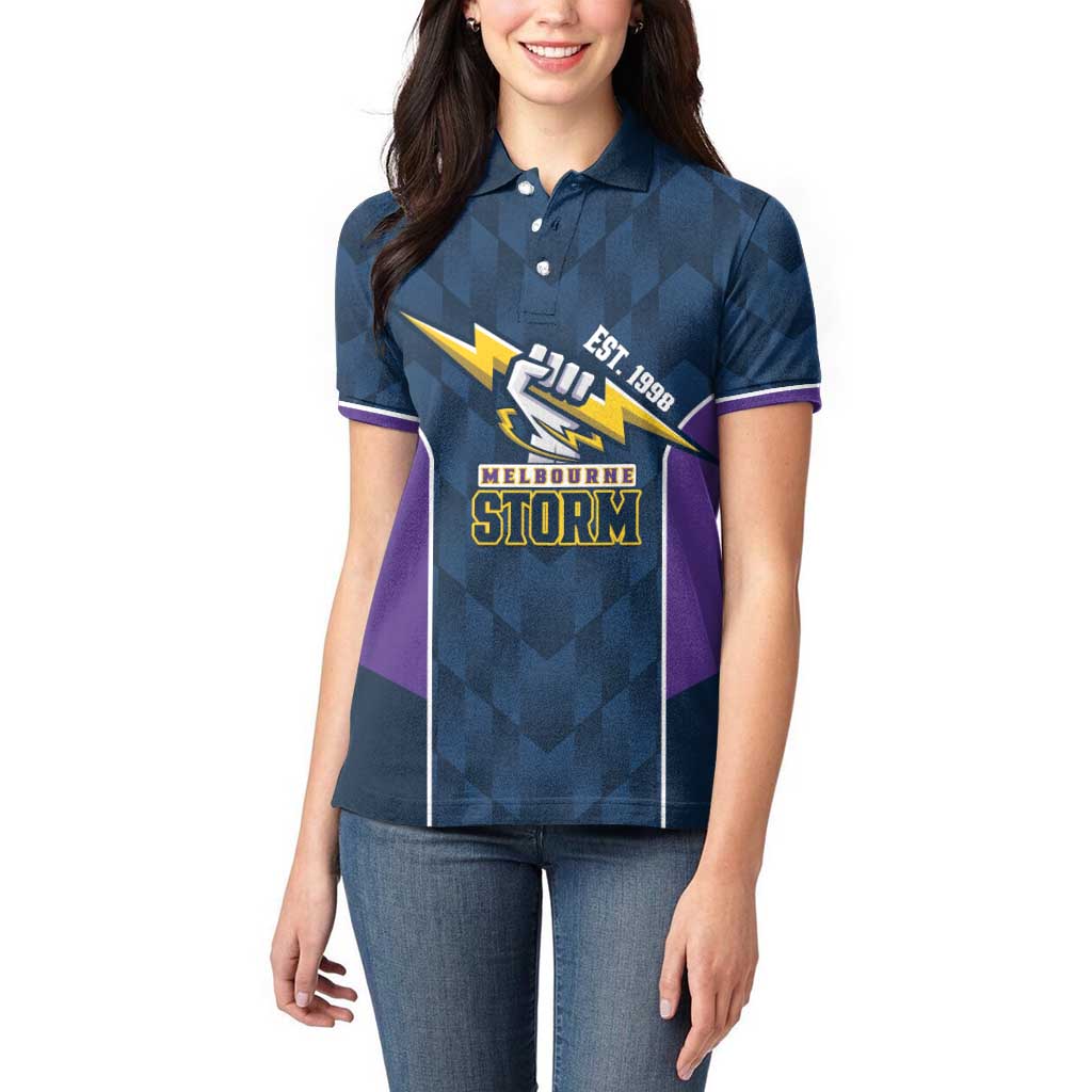 NRL Storm Rugby 2025 Custom Women Polo Shirt Est 1998 Sporty Style