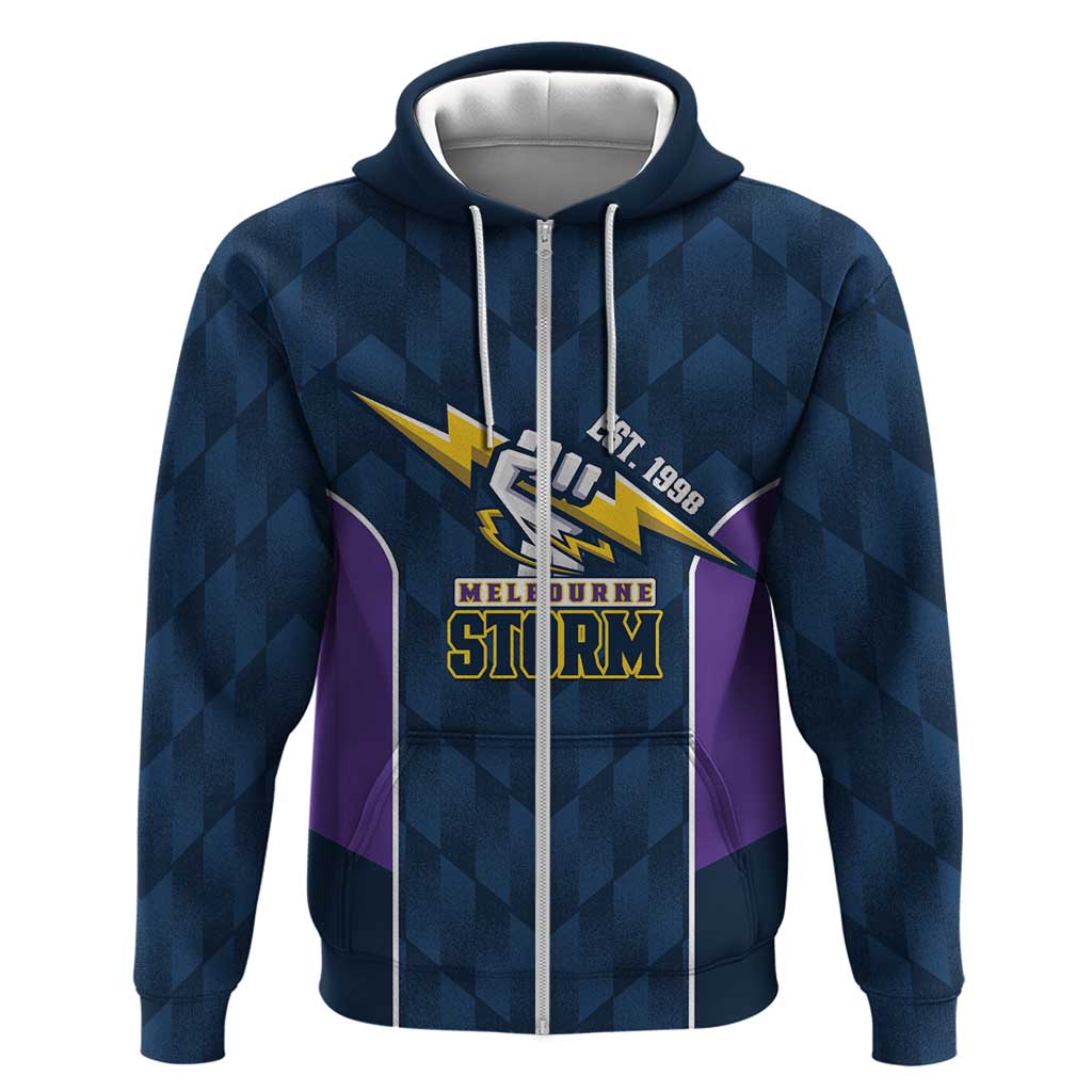 NRL Storm Rugby 2025 Custom Zip Hoodie Est 1998 Sporty Style