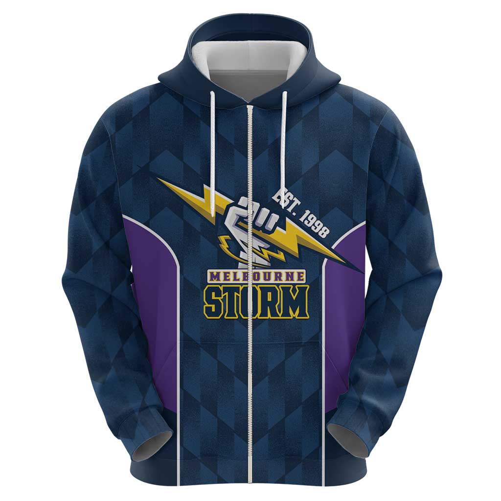 NRL Storm Rugby 2025 Custom Zip Hoodie Est 1998 Sporty Style