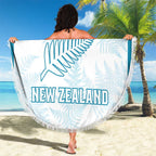 Custom New Zealand Silver Fern Football Beach Blanket Come On All White