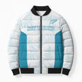 Custom New Zealand Silver Fern Football Bomber Puffer Jacket Come On All White - Aussie Hoodie