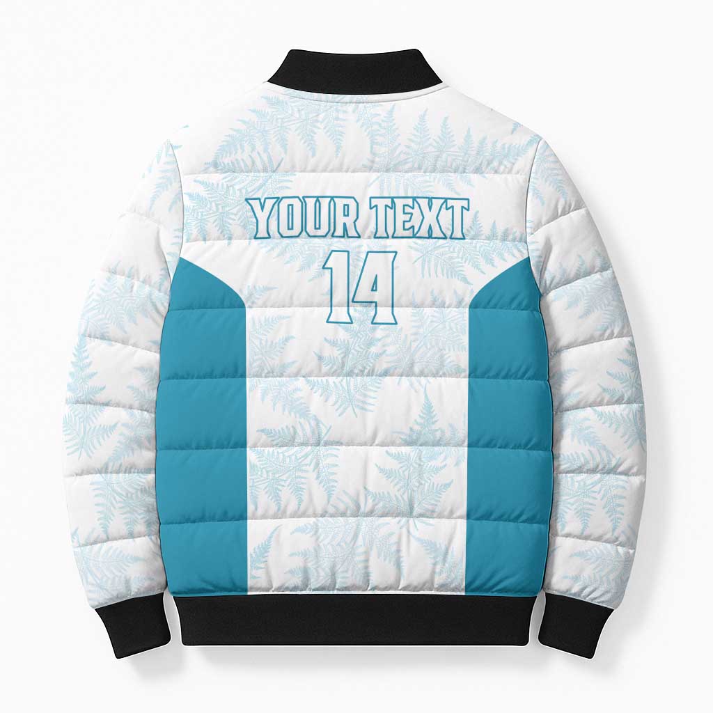 Custom New Zealand Silver Fern Football Bomber Puffer Jacket Come On All White - Aussie Hoodie