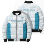 Custom New Zealand Silver Fern Football Bomber Puffer Jacket Come On All White - Aussie Hoodie