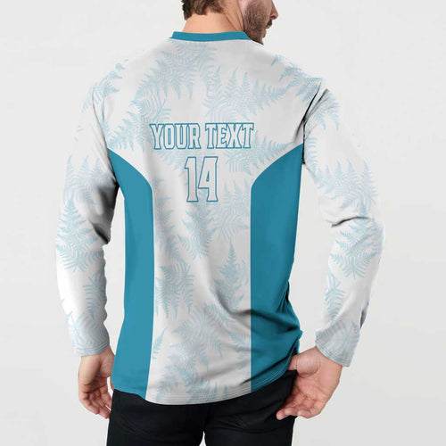 Custom New Zealand Silver Fern Football Button Sweatshirt Come On All White