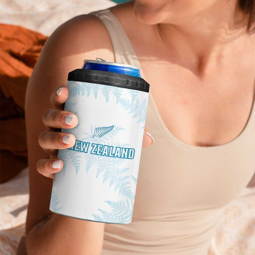 Custom New Zealand Silver Fern Football 4 in 1 Can Cooler Tumbler Come On All White
