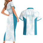 Custom New Zealand Silver Fern Football Couples Matching Short Sleeve Bodycon Dress and Hawaiian Shirt Come On All White
