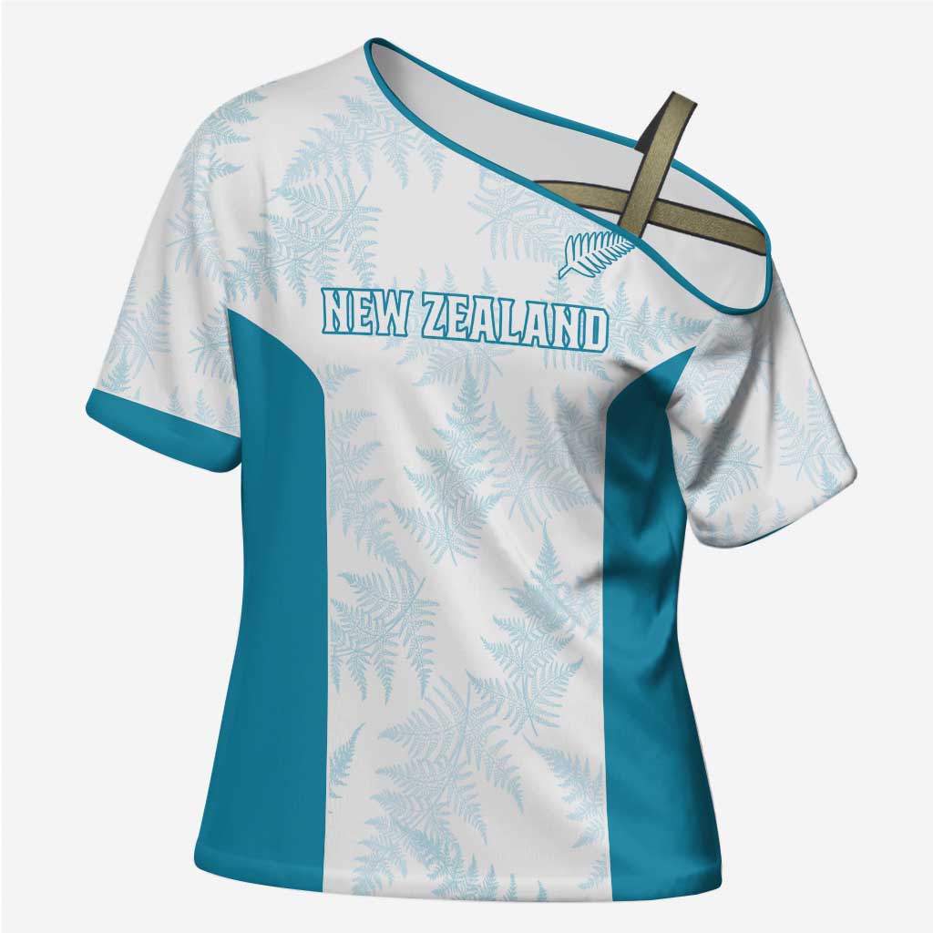 Custom New Zealand Silver Fern Football Cross Shoulder Shirt Come On All White - Aussie Hoodie