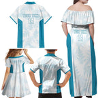 Custom New Zealand Silver Fern Football Family Matching Off Shoulder Maxi Dress and Hawaiian Shirt Come On All White