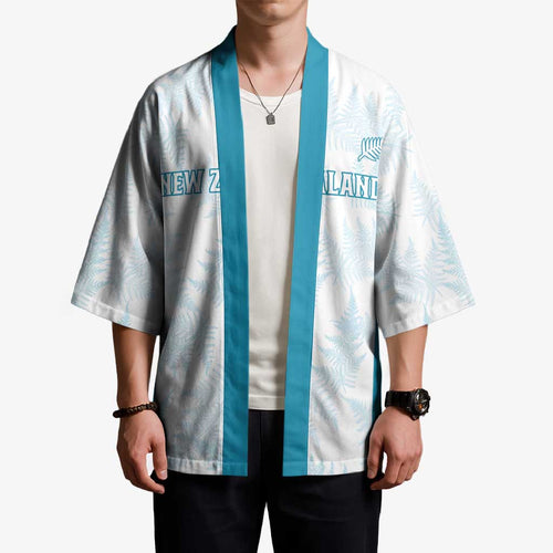 Custom New Zealand Silver Fern Football Kimono Come On All White - Aussie Hoodie