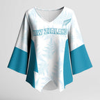 Custom New Zealand Silver Fern Football Kimono Sleeve Blouse Come On All White - Aussie Hoodie