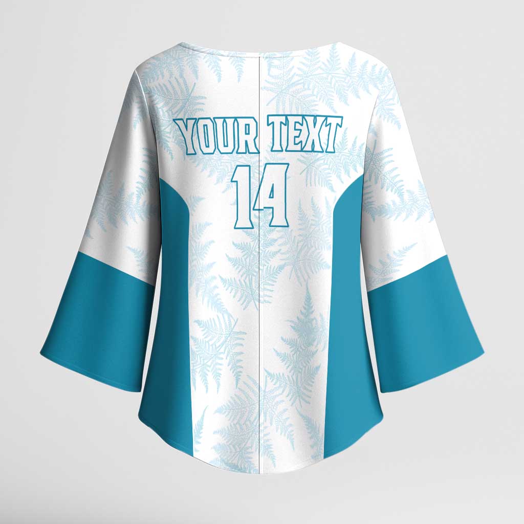 Custom New Zealand Silver Fern Football Kimono Sleeve Blouse Come On All White - Aussie Hoodie