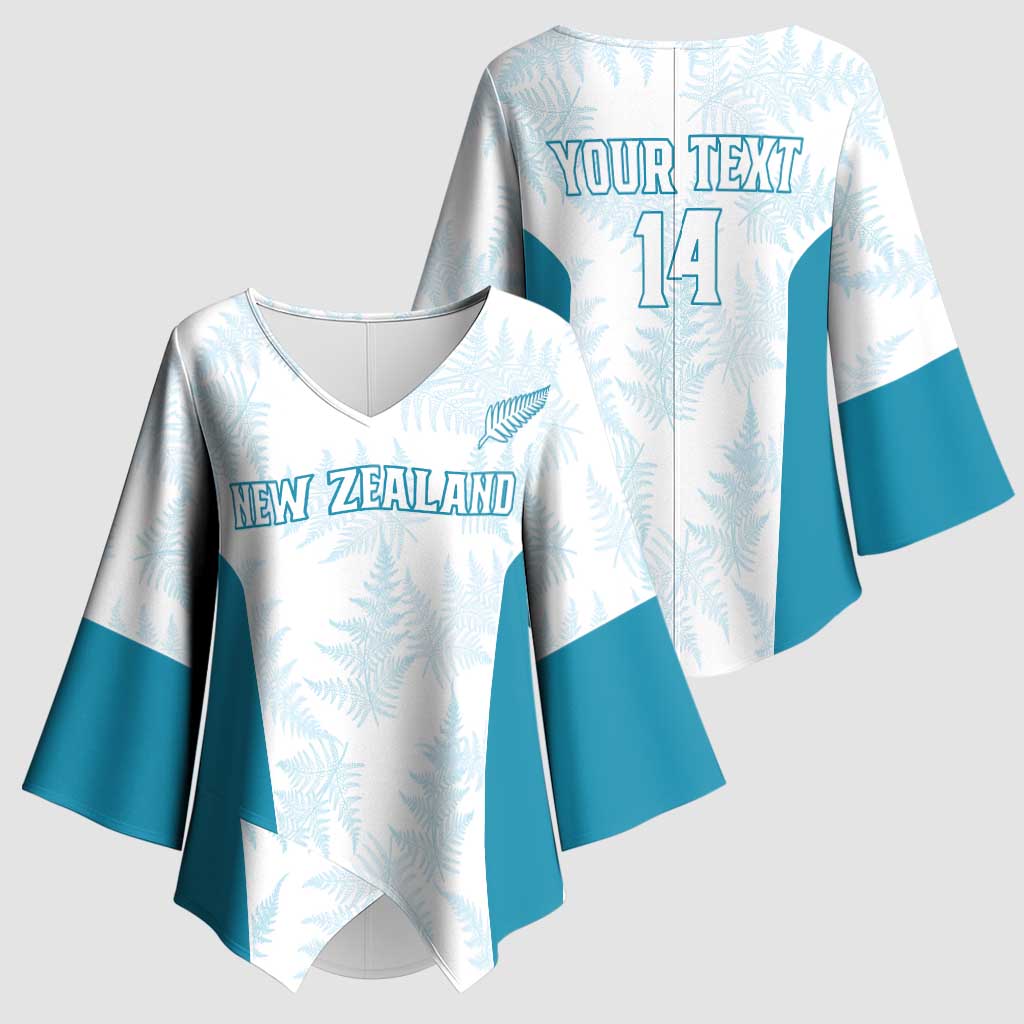 Custom New Zealand Silver Fern Football Kimono Sleeve Blouse Come On All White - Aussie Hoodie