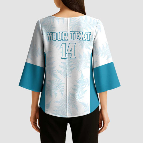 Custom New Zealand Silver Fern Football Kimono Sleeve Blouse Come On All White - Aussie Hoodie