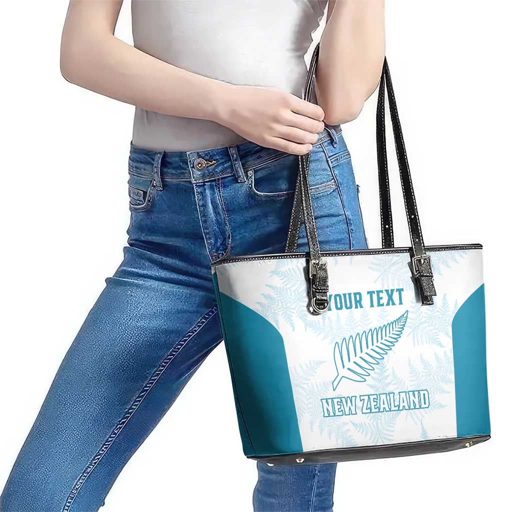 Custom New Zealand Silver Fern Football Leather Tote Bag Come On All White