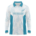 Custom New Zealand Silver Fern Football Long Sleeve Polo Shirt Come On All White