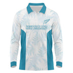Custom New Zealand Silver Fern Football Long Sleeve Polo Shirt Come On All White