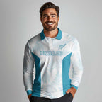 Custom New Zealand Silver Fern Football Long Sleeve Polo Shirt Come On All White