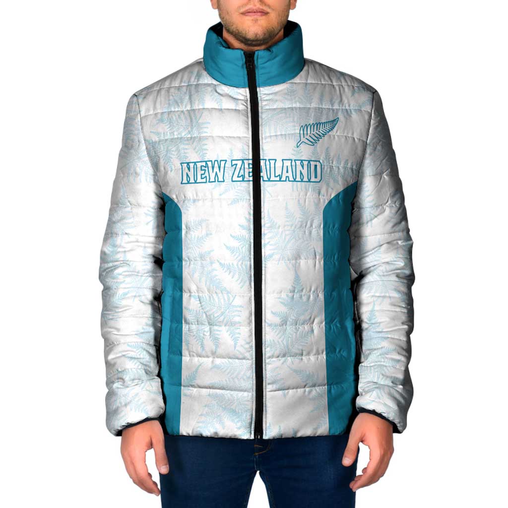 Custom New Zealand Silver Fern Football Padded Jacket Come On All White - Aussie Hoodie