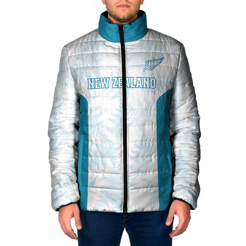 Custom New Zealand Silver Fern Football Padded Jacket Come On All White - Aussie Hoodie