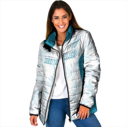 Custom New Zealand Silver Fern Football Padded Jacket Come On All White - Aussie Hoodie