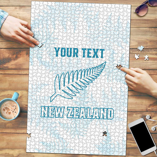 Custom New Zealand Silver Fern Football Puzzle Come On All White - Aussie Hoodie