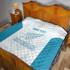 Custom New Zealand Silver Fern Football Quilt Come On All White