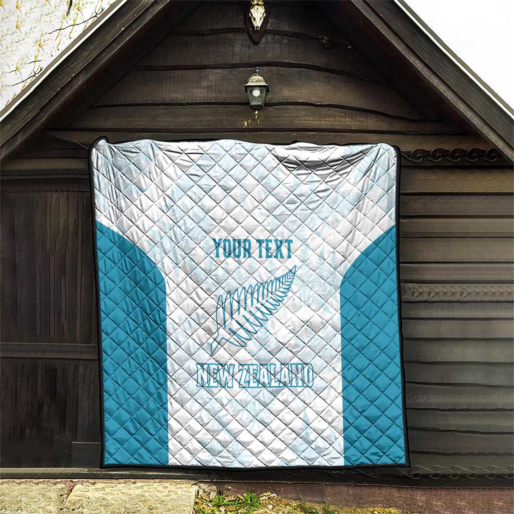 Custom New Zealand Silver Fern Football Quilt Come On All White