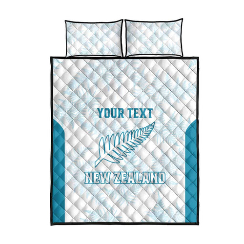 Custom New Zealand Silver Fern Football Quilt Bed Set Come On All White