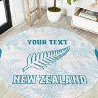 Custom New Zealand Silver Fern Football Round Carpet Come On All White