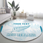 Custom New Zealand Silver Fern Football Round Carpet Come On All White
