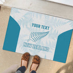 Custom New Zealand Silver Fern Football Rubber Doormat Come On All White