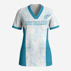 Custom New Zealand Silver Fern Football Scrub Top Come On All White - Aussie Hoodie