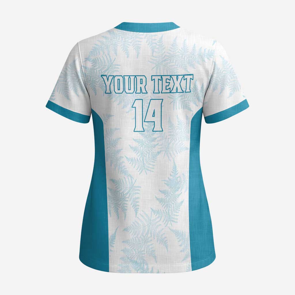 Custom New Zealand Silver Fern Football Scrub Top Come On All White - Aussie Hoodie